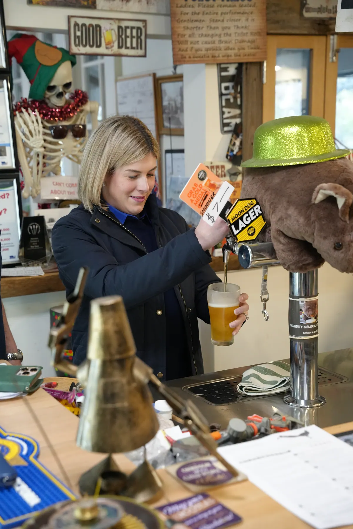 Jess Wilson behind the bar of a local venue